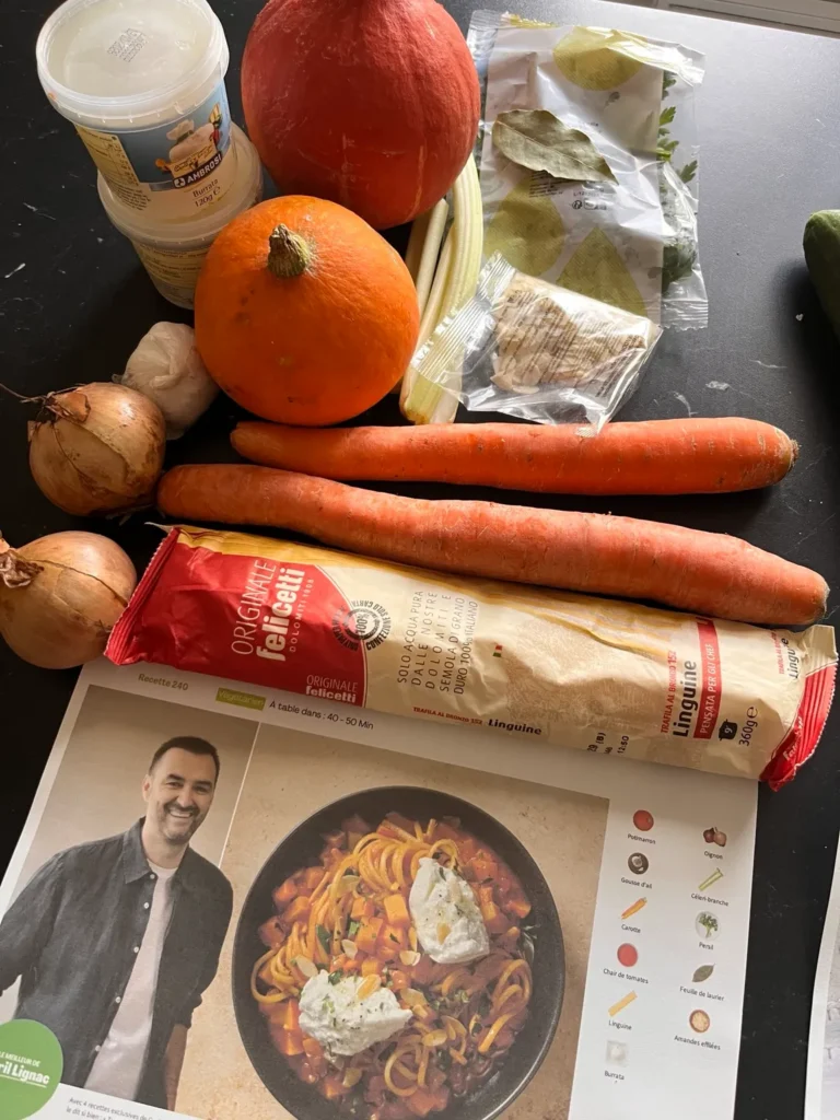 Ingrédients reçus pour préparer une recette HelloFresh