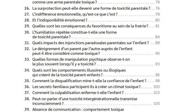Sommaire du livre La parentalité toxique de Fanny Bauer-Motti, aux éditions Ellipses_2