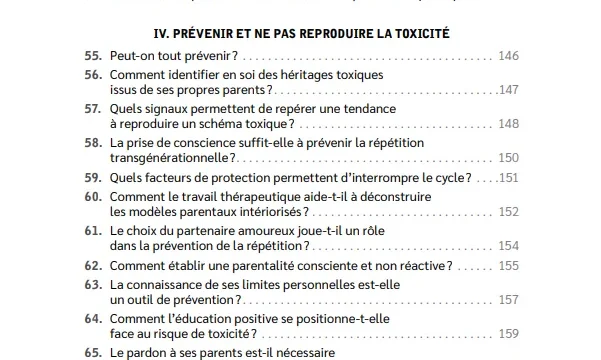 Sommaire du livre La parentalité toxique de Fanny Bauer-Motti, aux éditions Ellipses_3