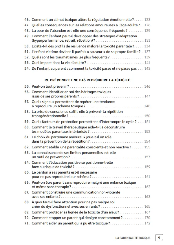 Sommaire du livre La parentalité toxique de Fanny Bauer-Motti, aux éditions Ellipses_3