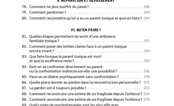 Sommaire du livre La parentalité toxique de Fanny Bauer-Motti, aux éditions Ellipses_4