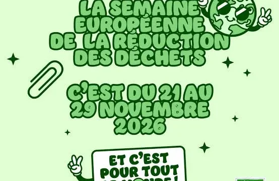 Affiche de la Semaine européenne de la réduction des déchets 2026, du 21 au 29 novembre, consacrée à la consommation responsable.